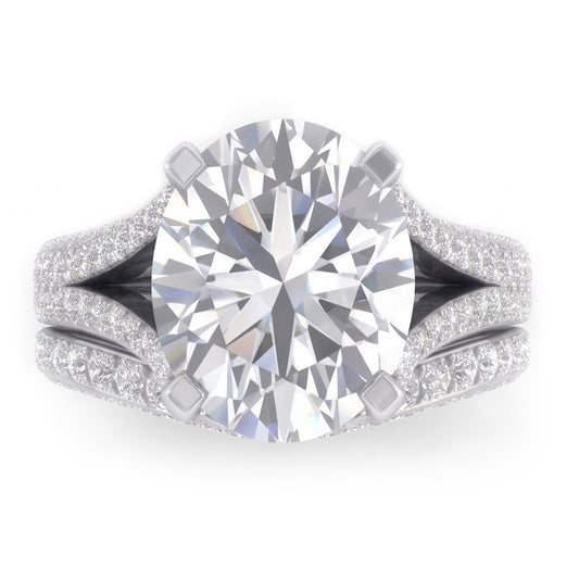 Grande Ovale Naturale Diamante Nuziale Anello E Banda Set