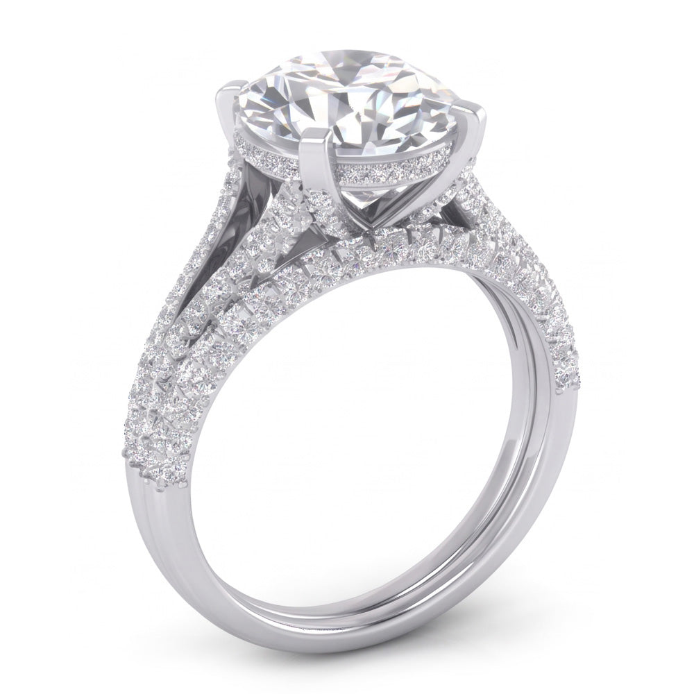 Grande Ovale Naturale Diamante Nuziale Anello E Banda Set