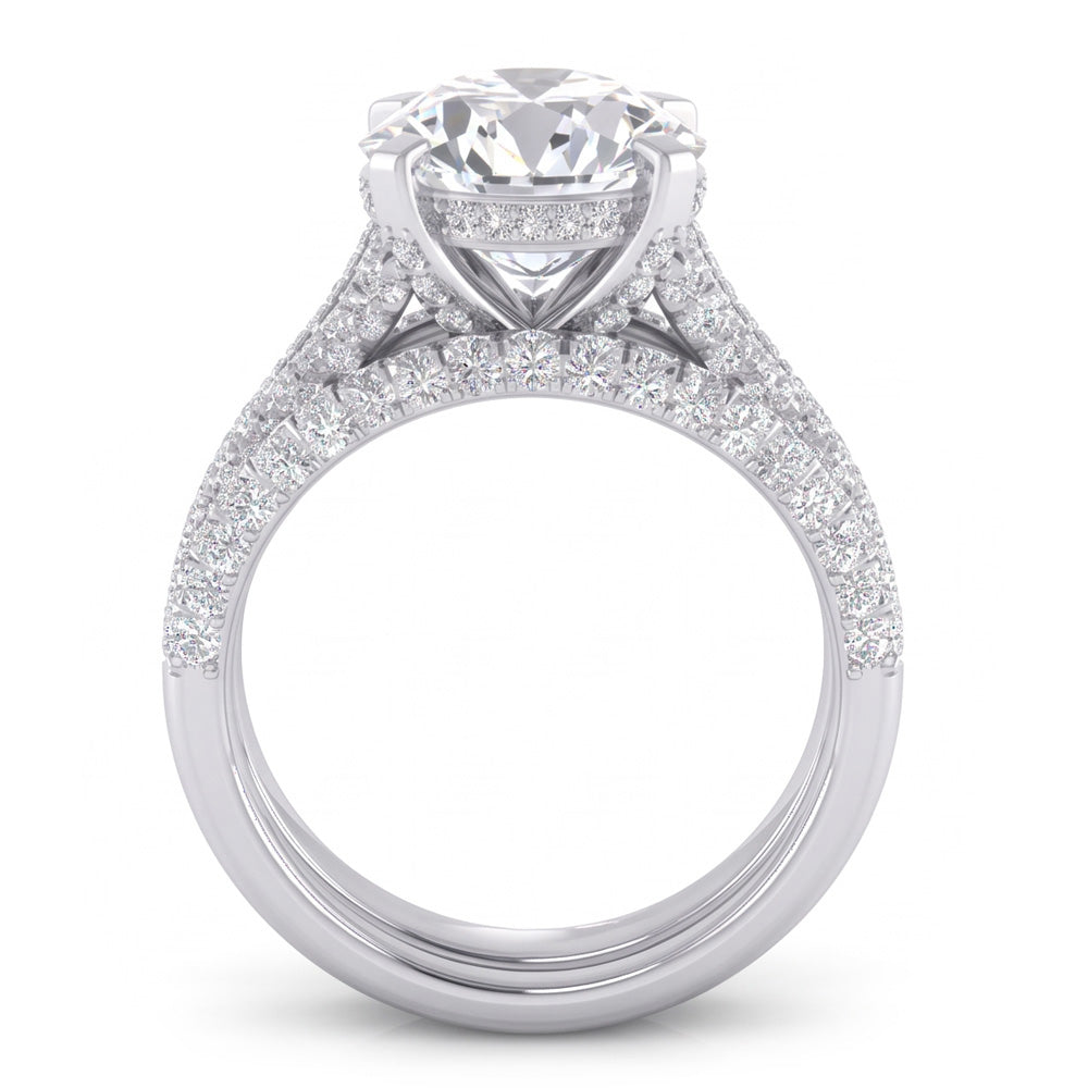 Grande Ovale Naturale Diamante Nuziale Anello E Banda Set