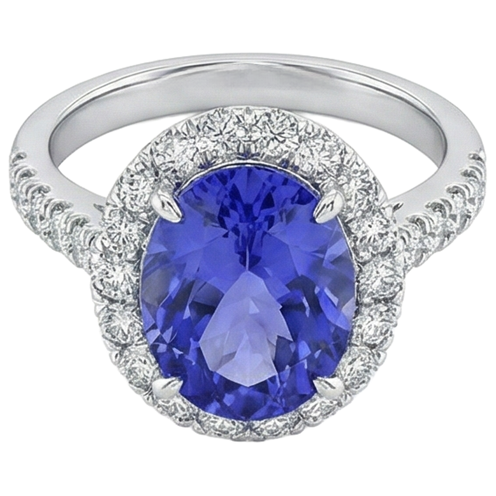 vero round tanzanite 18carati fede eternity dettaglio ravvicinato