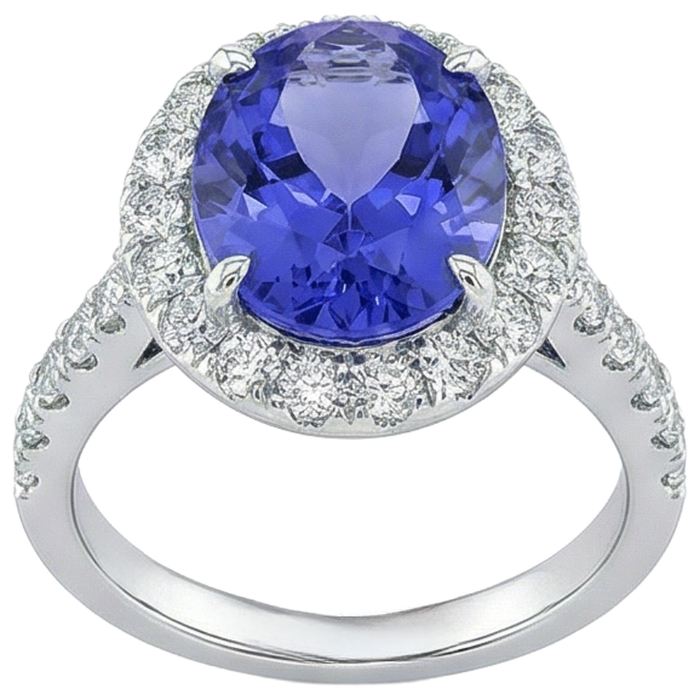 vero round tanzanite 18carati fede eternity vista dall'alto