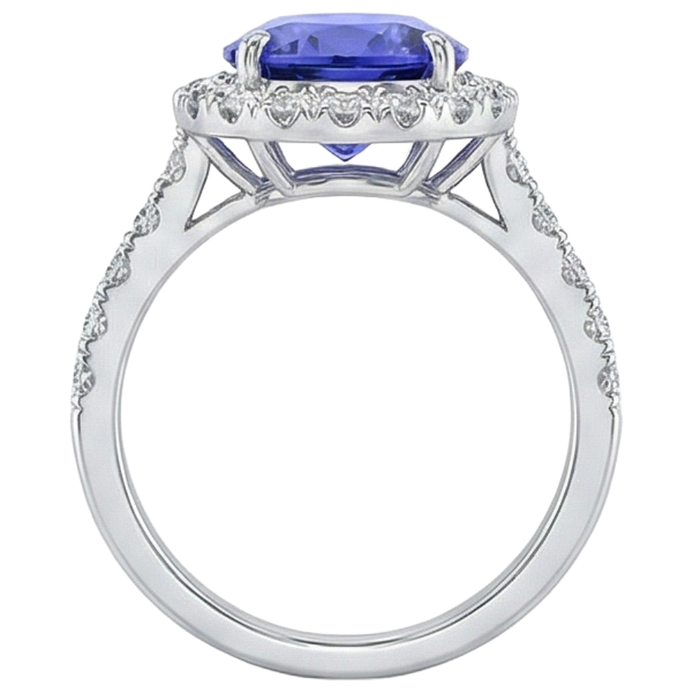 vero round tanzanite 18carati fede eternity con accenti diamanti