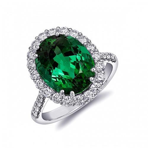 Grande smeraldo con diamanti 4.25 carati anello di fidanzamento in oro bianco 14 carati - harrychadent.it