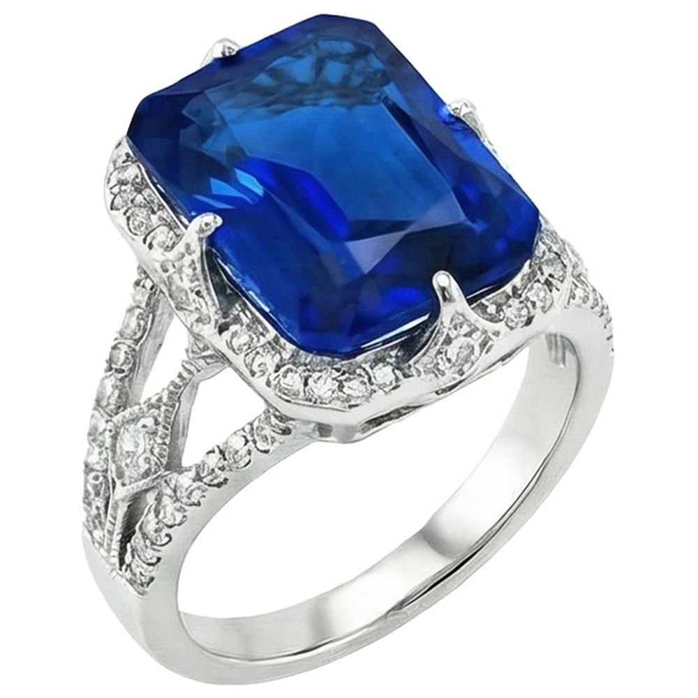 Grande Zaffiro Anello di Fidanzamento