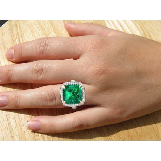 fede nuziale con diamante verde smeraldo da 16,25 ct in oro 14 k