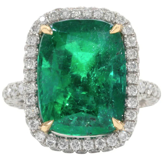 Grande fede nuziale con diamante verde smeraldo da 16,25 ct in oro 14 k