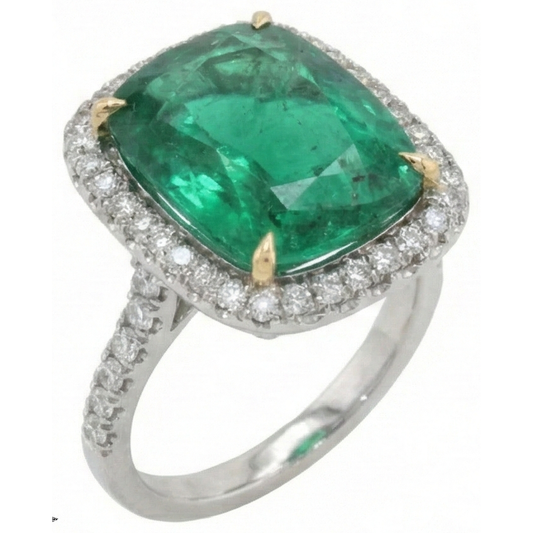 Grande fede nuziale con diamante verde smeraldo da 16,25 ct in oro 14 k