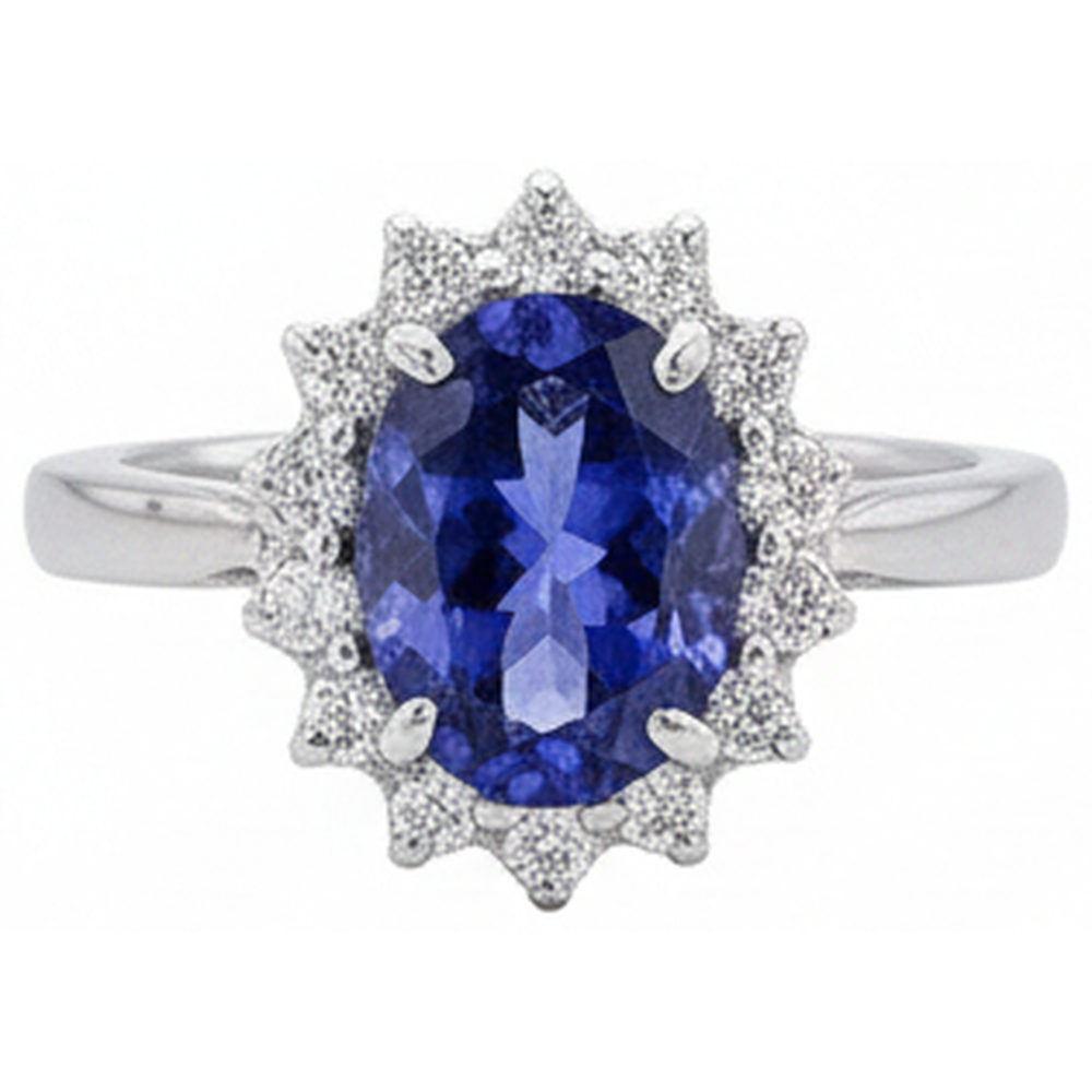 vero oval tanzanite 1.95carati anello angolo laterale