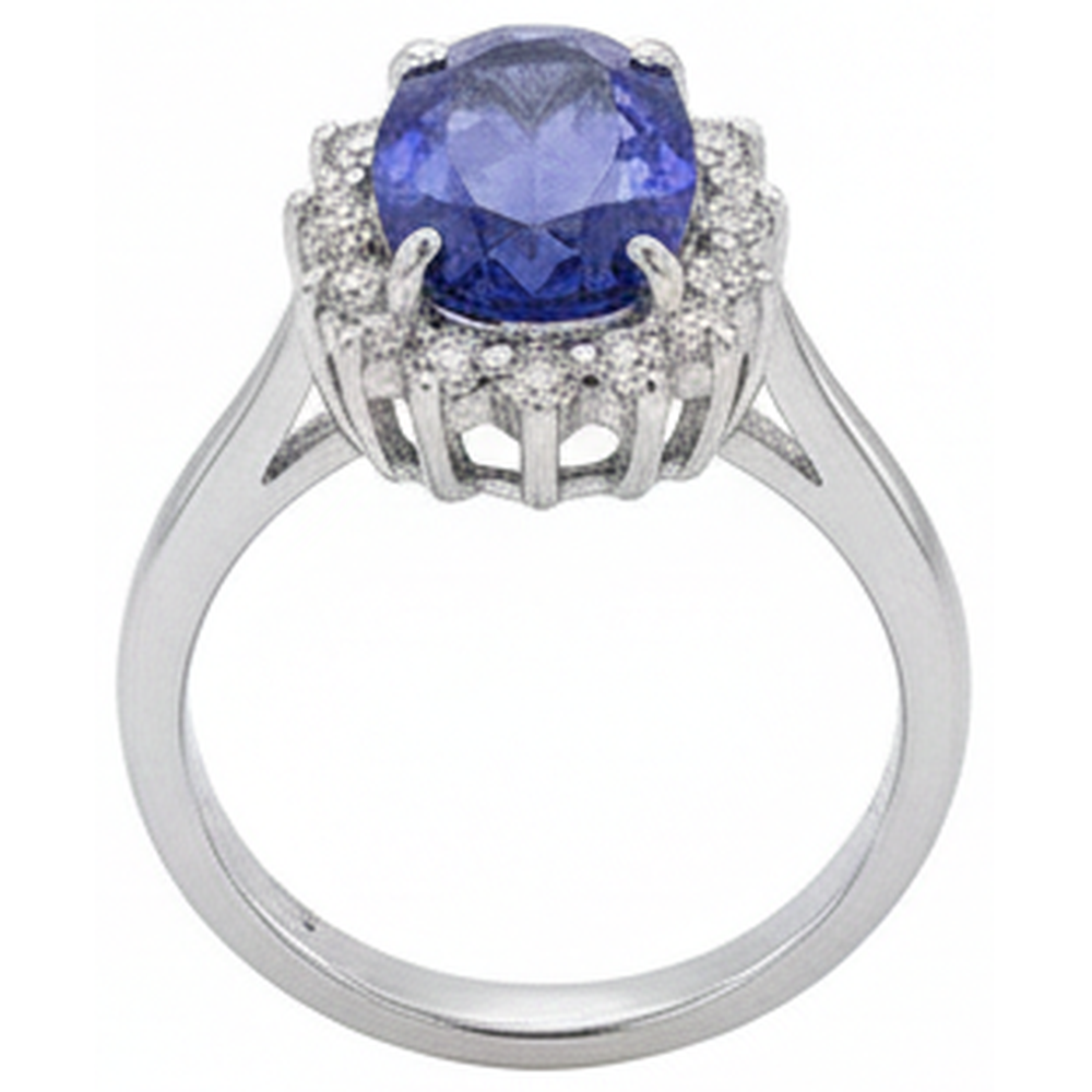 vero oval tanzanite 1.95carati anello vista dall'alto