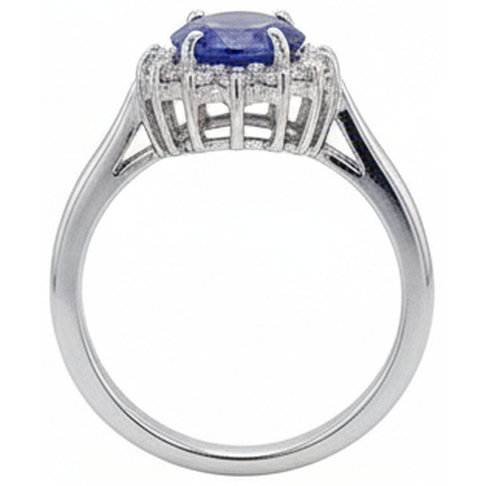 vero oval tanzanite 1.95carati anello vista di profilo
