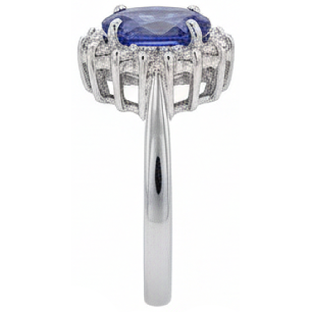 vero oval tanzanite 1.95carati anello su bianco