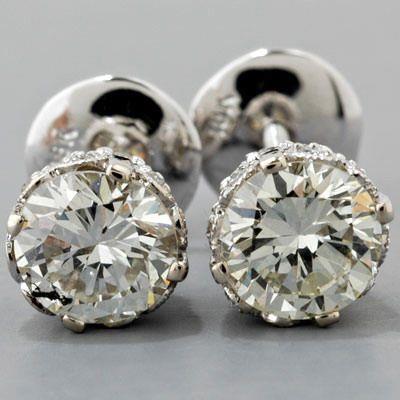Grande. Splendido. Rotondo. Solitario. Vero Diamante. Orecchino. Oro Bianco. 4 Carati