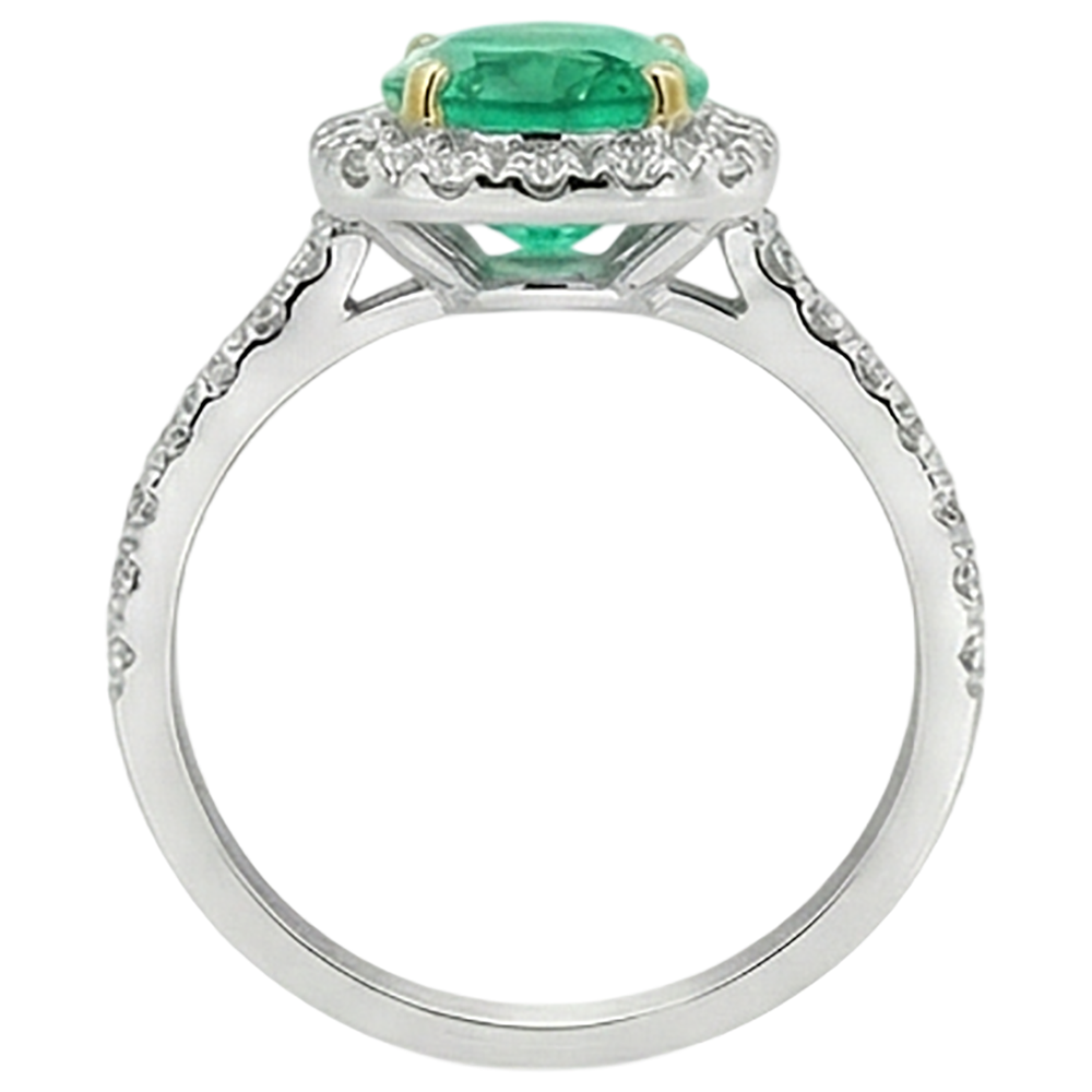 Smeraldo Fine Anello con Pietra Preziosa 3-carati Oro Bicolore 14K – vista angolare