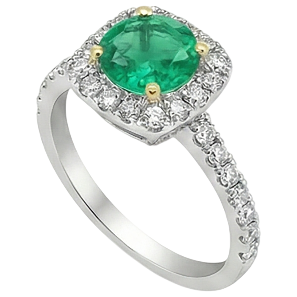 Smeraldo Fine Anello con Pietra Preziosa 3-carati Oro Bicolore 14K – vista profilo