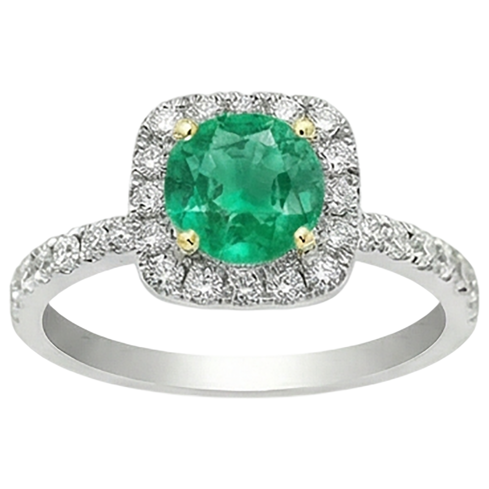 Smeraldo Fine Anello con Pietra Preziosa 3 carati Oro Bicolore 14K – vista frontale