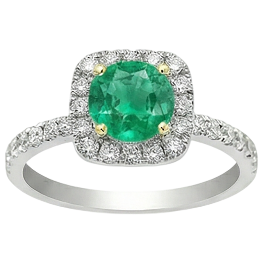 Smeraldo Fine Anello con Pietra Preziosa 3 carati Oro Bicolore 14K – vista frontale