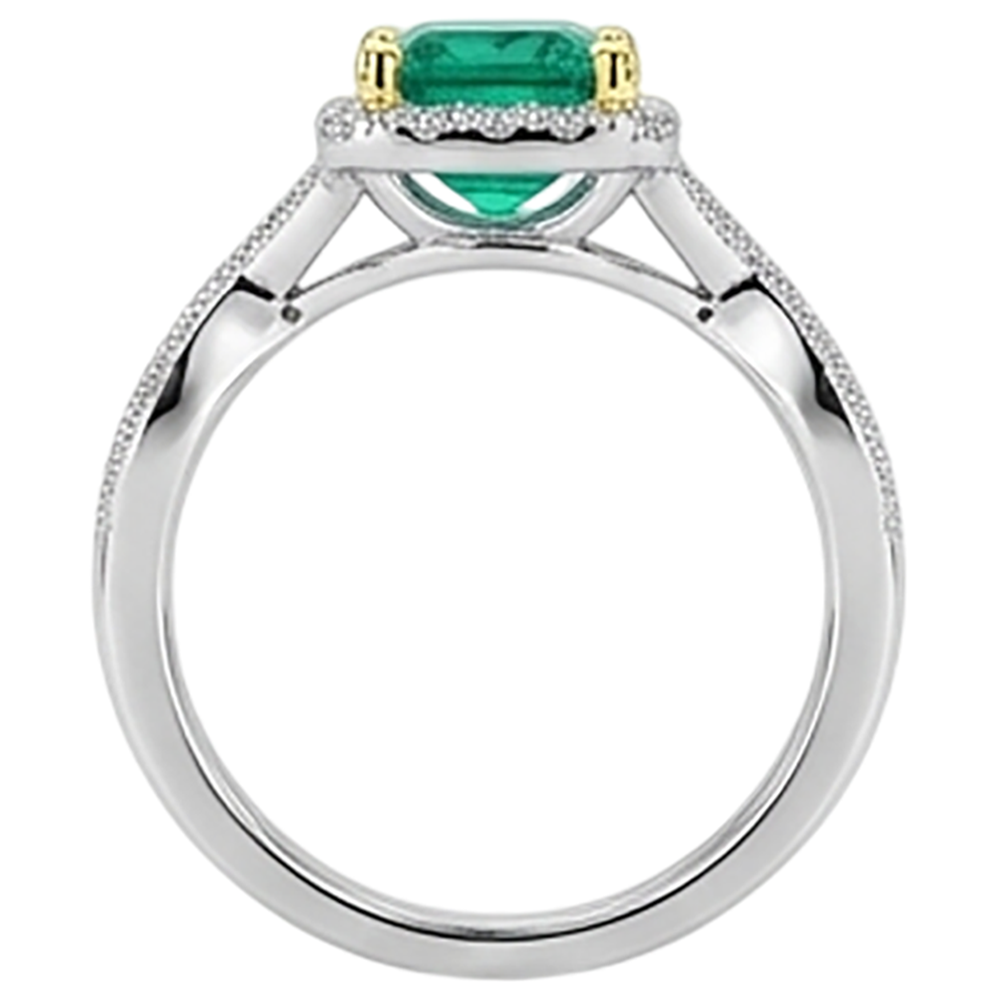Smeraldo Fine Anello con Gemma 2,50 carati Oro Due Toni 14K – vista posteriore