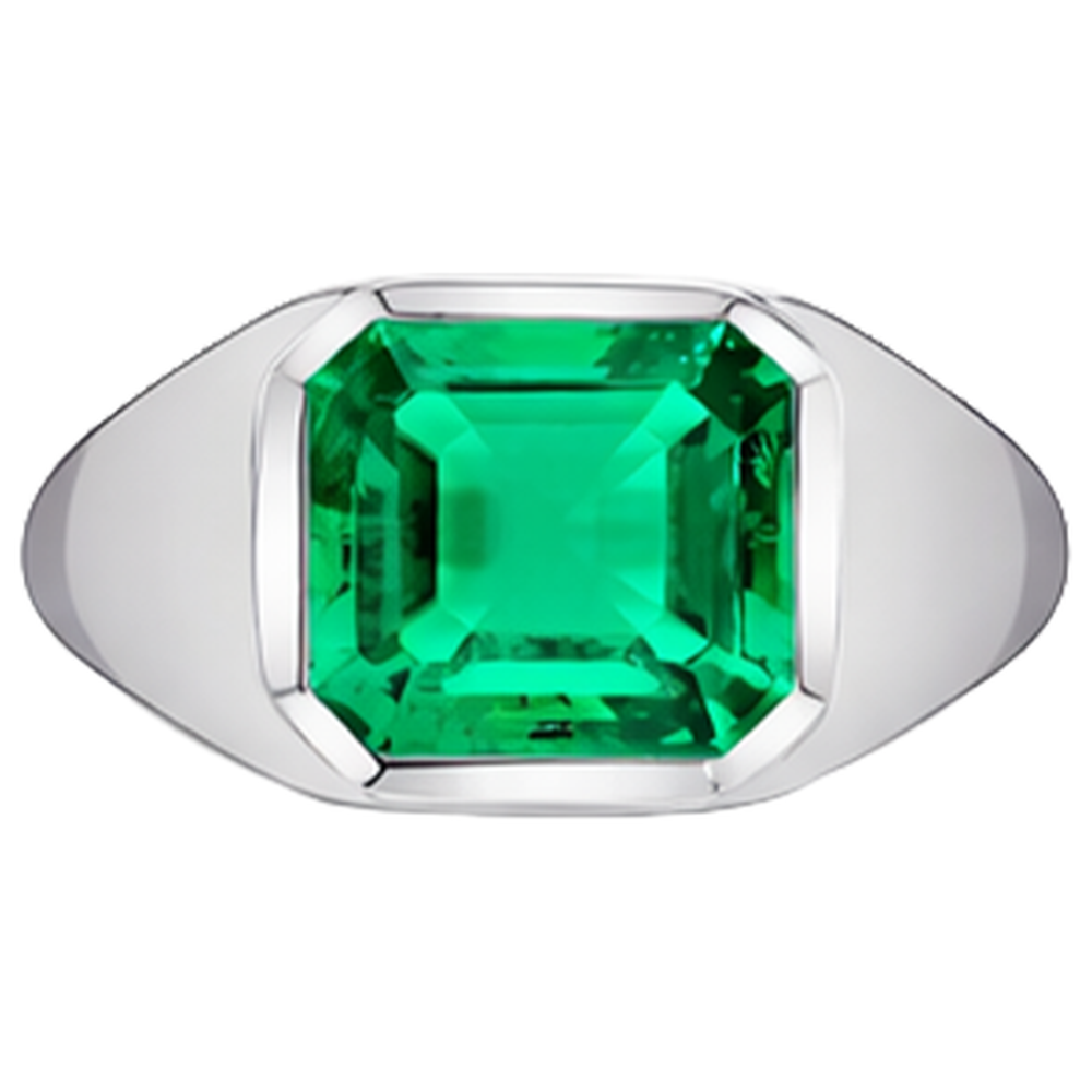 Asscher Smeraldo Fine anello in Oro Bianco 14K – vista laterale