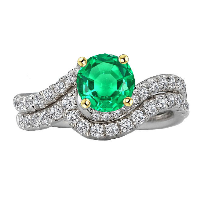 Smeraldo Colombiano Anello Pietra Colorata 2,50-carati Oro 14 Carati Bicolore – vista principale