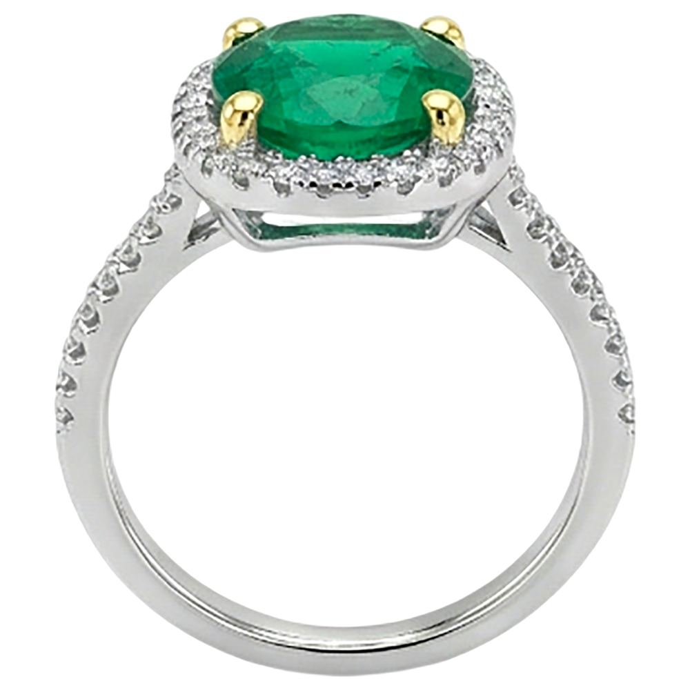 Anello con Gemma Oro 14 Carati Bicolore con Smeraldo Colombiano – vista dall'alto