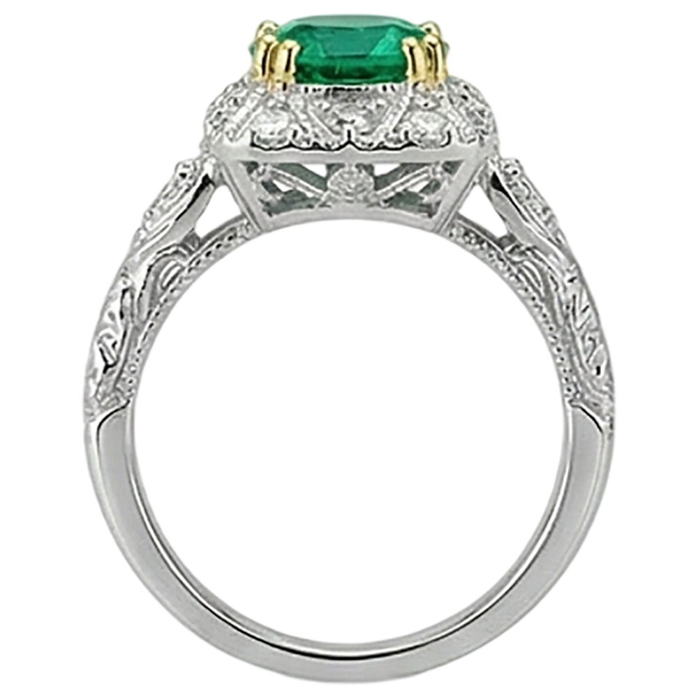 Anello Pietra Colorata Oro Bicolore 14K con Smeraldo Colombiano – vista dall'alto