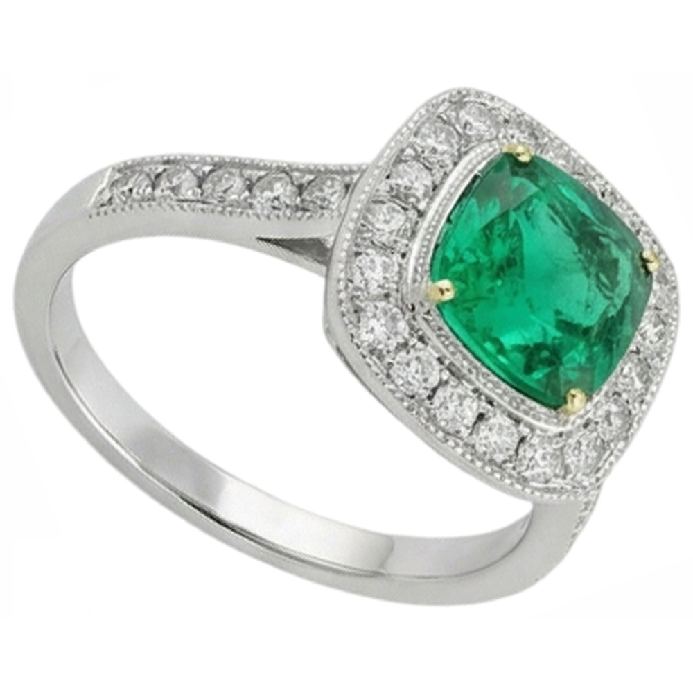 Smeraldo Colombiano Anello Pietra Colorata 2-carati Oro Bicolore 14K – vista posteriore