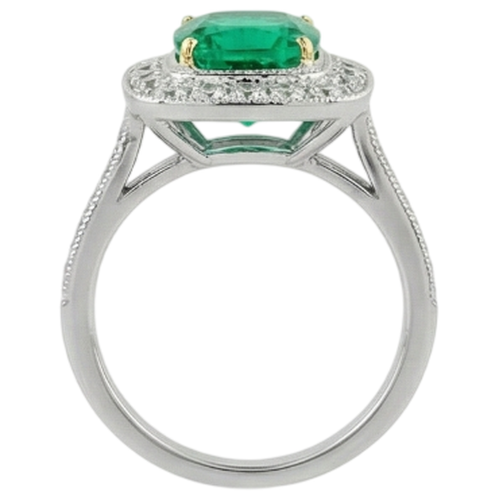 Anello Pietra Colorata Oro Bicolore 14K con Smeraldo Colombiano – vista dettaglio