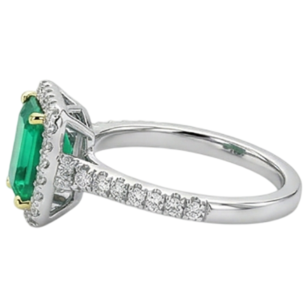 Smeraldo Colombiano Anello con Pietra Preziosa 2-carati Oro Bicolore 14K – vista dall'alto