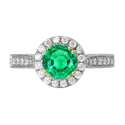 Premium Anello con Gemma con Smeraldo Colombiano Pavé – 2,50