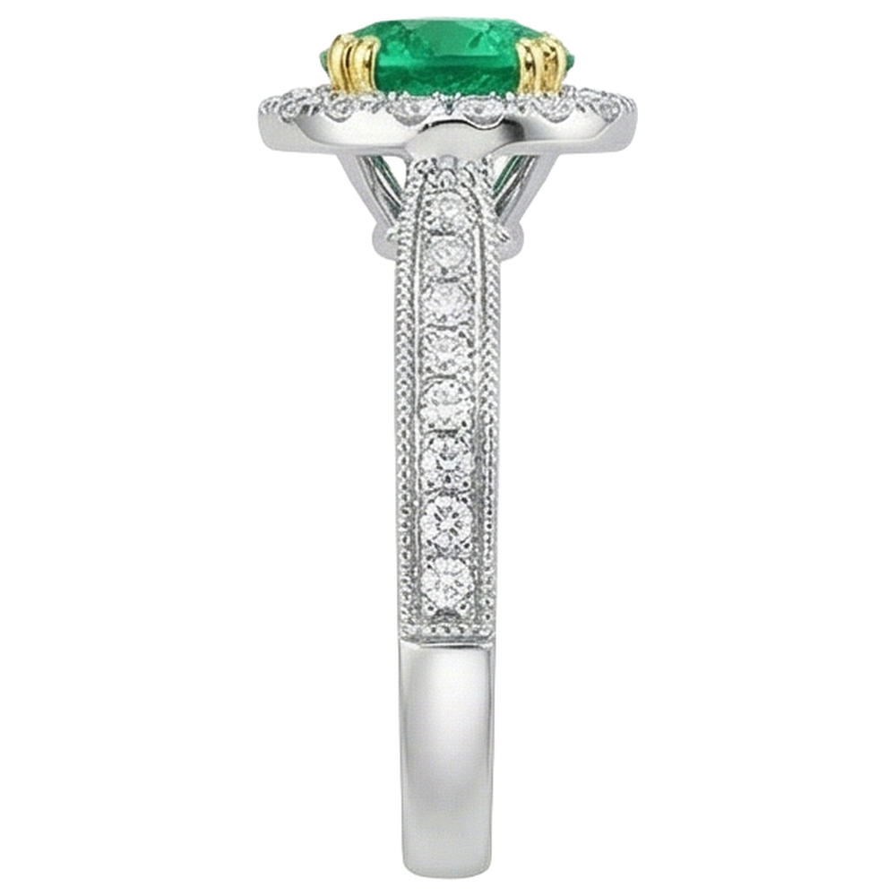 Anello con Gemma Oro Due Toni 14K con Smeraldo Colombiano – vista posteriore