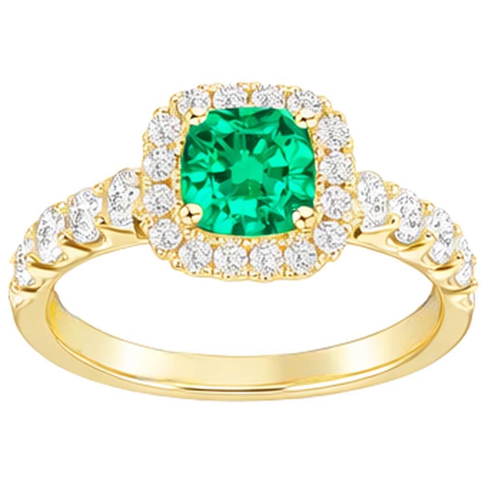 Anello con Pietra Preziosa Oro Giallo 14K con Smeraldo – vista laterale