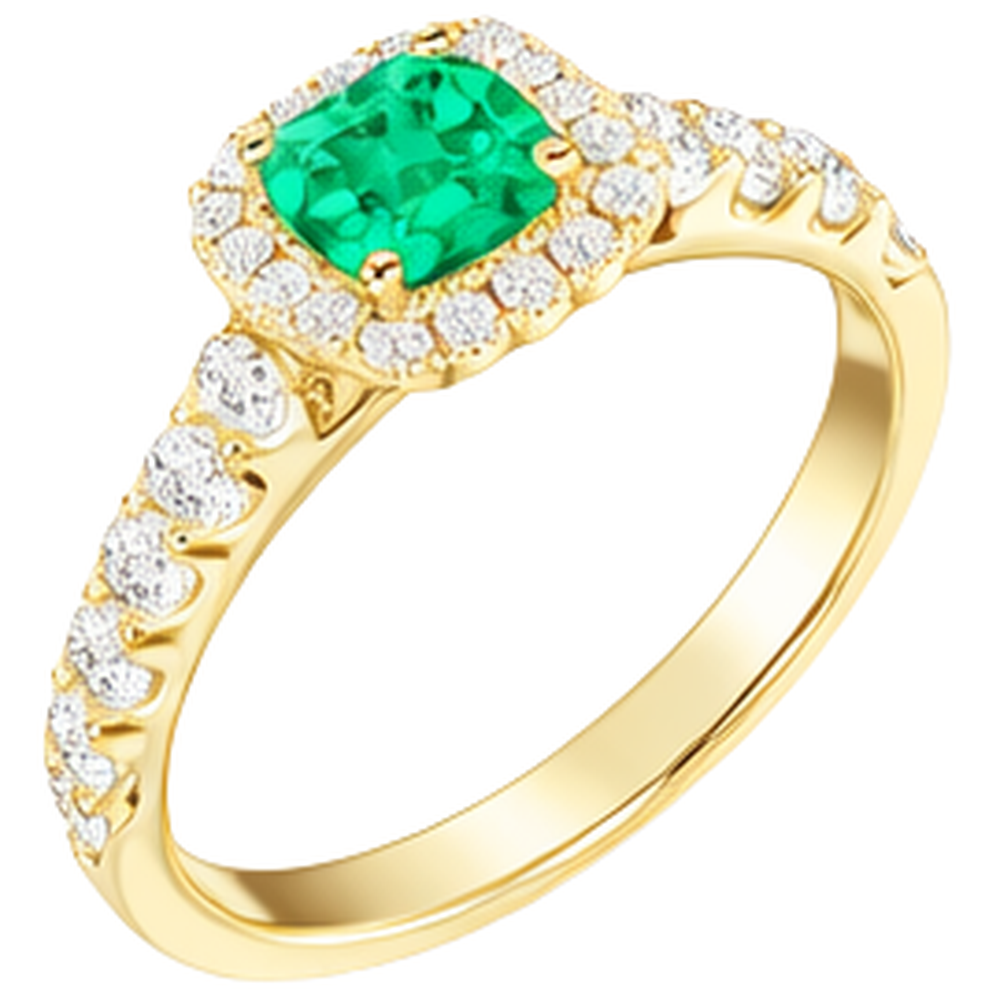 Smeraldo Anello con Pietra Preziosa 2 carati Oro Giallo 14K – vista profilo