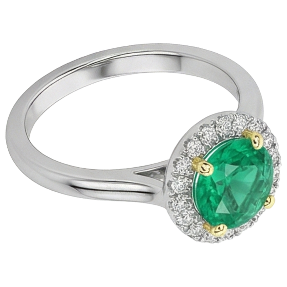 Smeraldo Fine Anello con Pietra Preziosa 2 carati Oro Bicolore 14K – vista profilo
