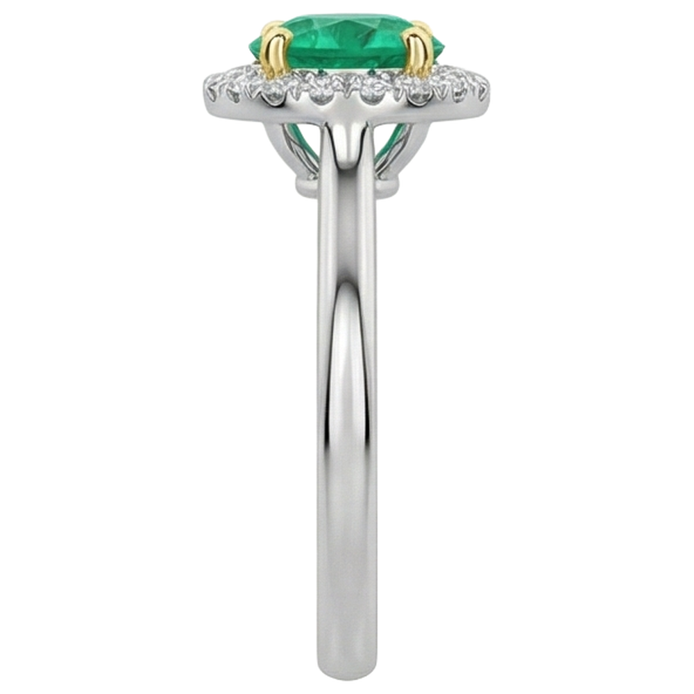Taglio Rotondo Smeraldo Fine anello in Oro Bicolore 14K – vista dall'alto