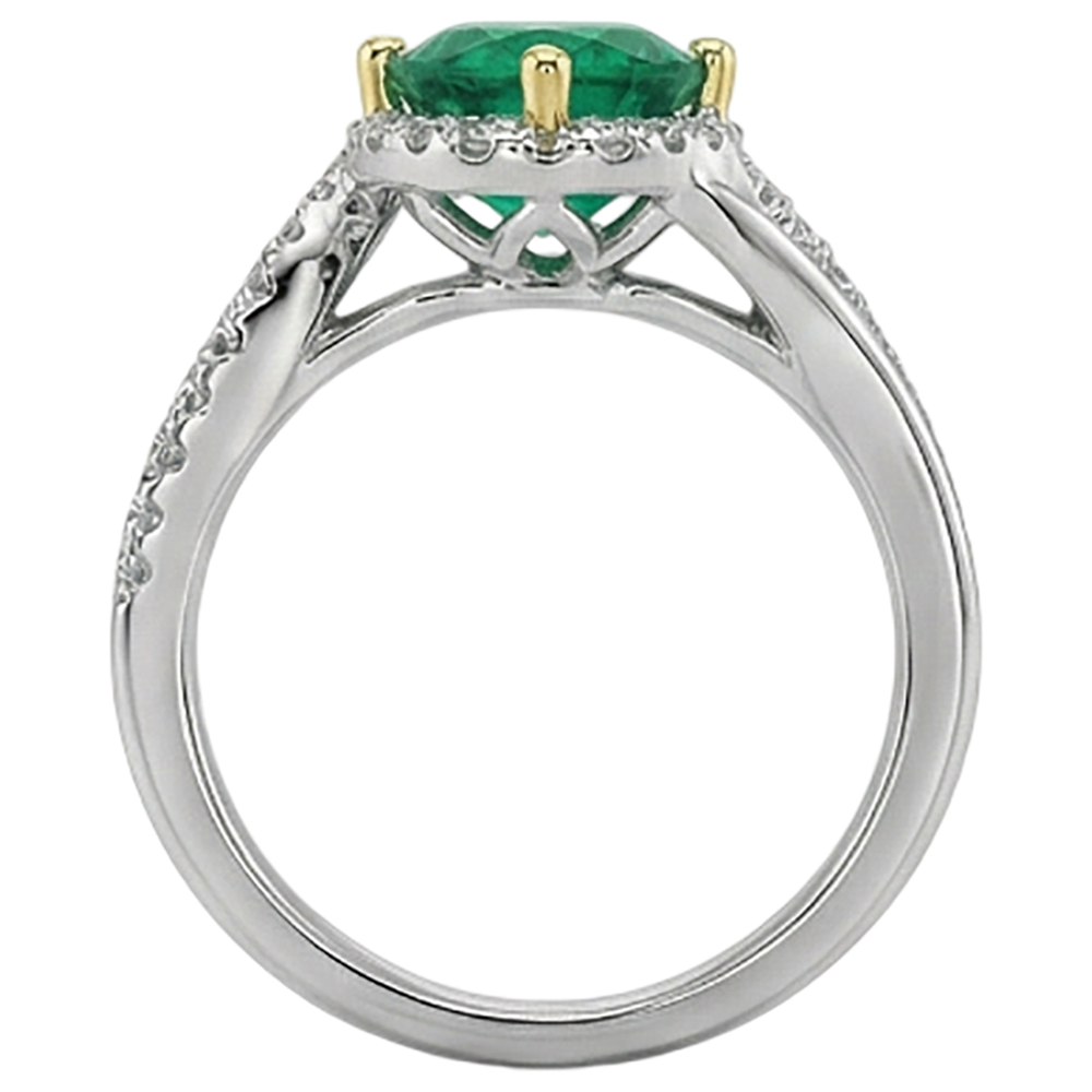 Anello con Pietra Preziosa Oro 14 Carati Bicolore con Smeraldo – vista dall'alto
