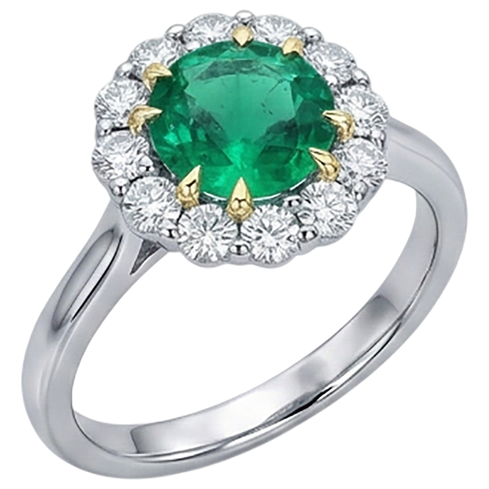 Smeraldo Anello Pietra Colorata 2,50-carati Oro Bicolore 14K – vista laterale