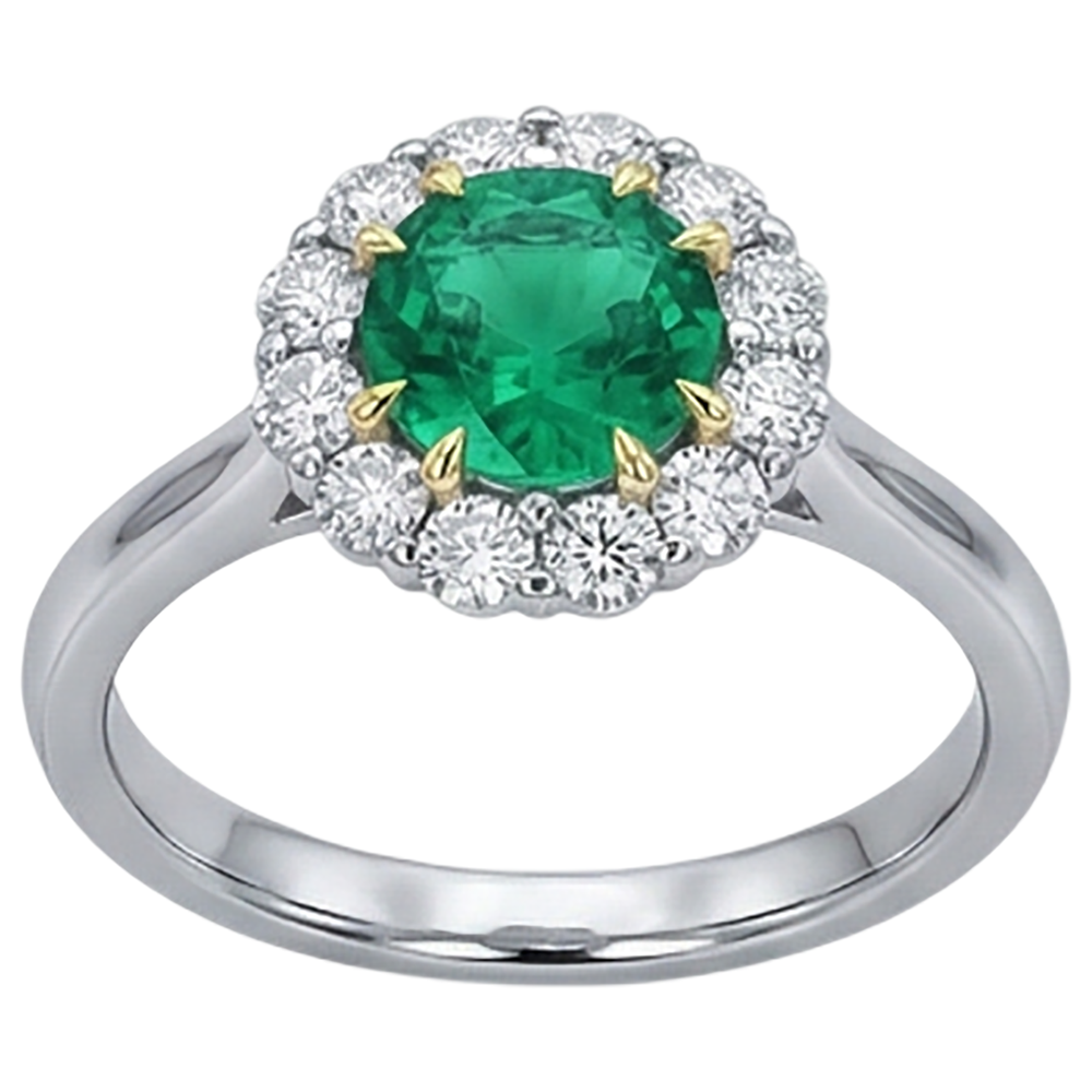 Smeraldo Anello Pietra Colorata 2,50 carati Oro Bicolore 14K – vista profilo