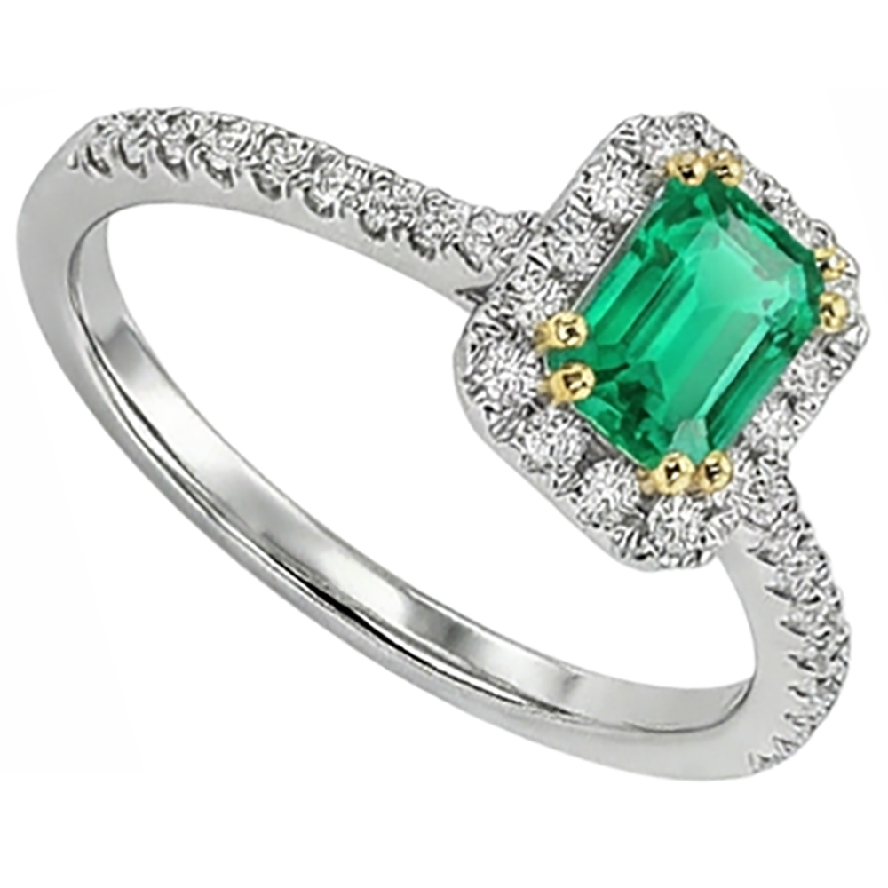 Smeraldo Fine Anello con Pietra Preziosa 1,50-carati Oro Bicolore 14K – vista profilo