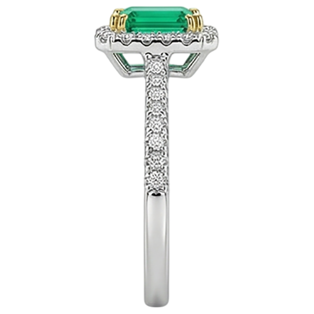 Smeraldo Fine Anello con Pietra Preziosa 1,50 carati Oro Bicolore 14K – vista dettaglio