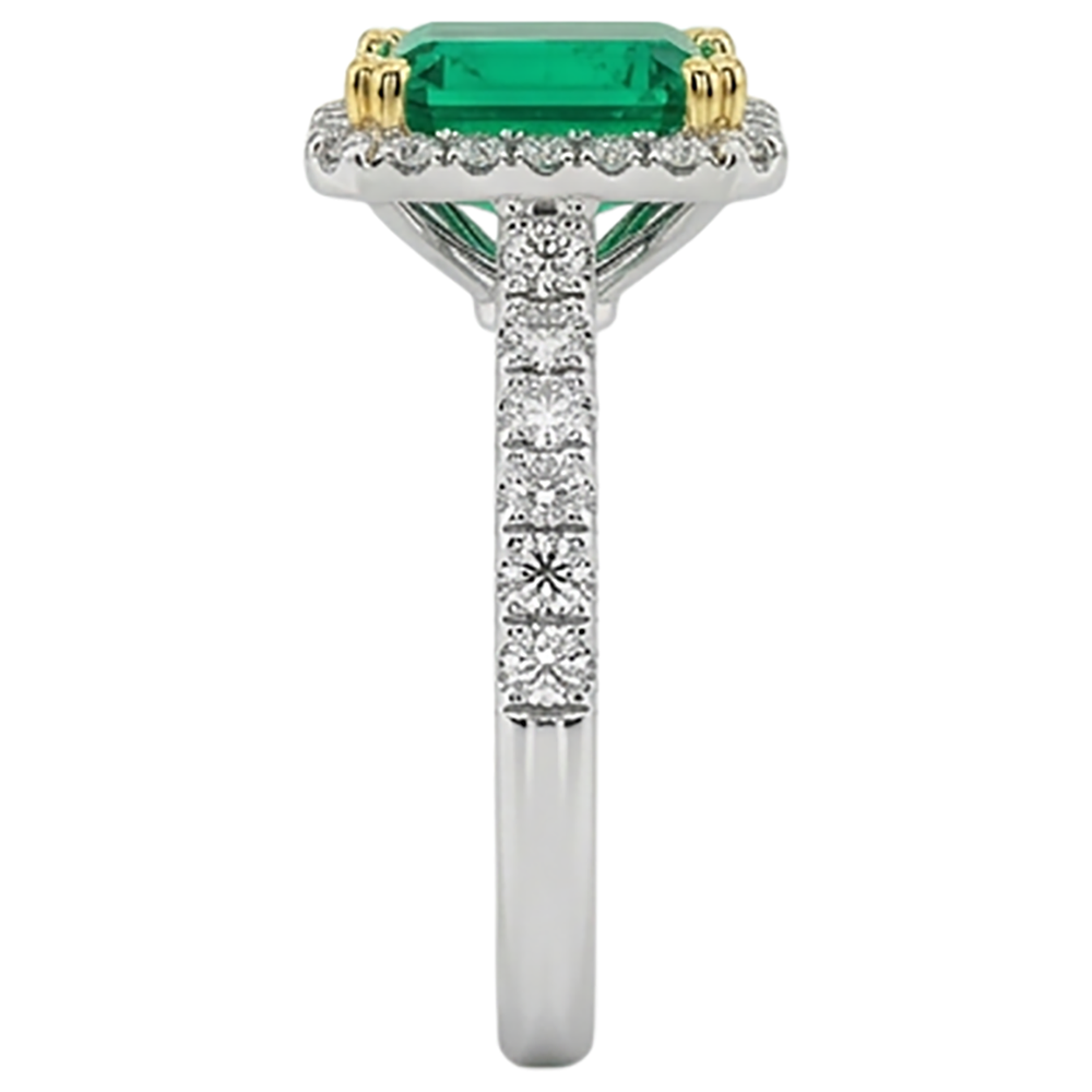 Anello con Gemma Oro Due Toni 14K con Smeraldo Fine – vista dall'alto