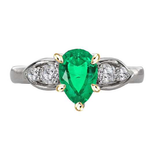 Smeraldo Fine Anello Pietra Colorata 2 carati Oro 14 Carati Bicolore – vista principale