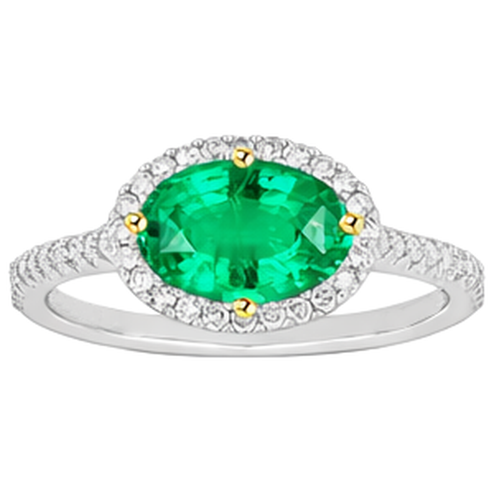 Smeraldo Anello Pietra Colorata 2-carati Oro Bicolore 14K – vista laterale