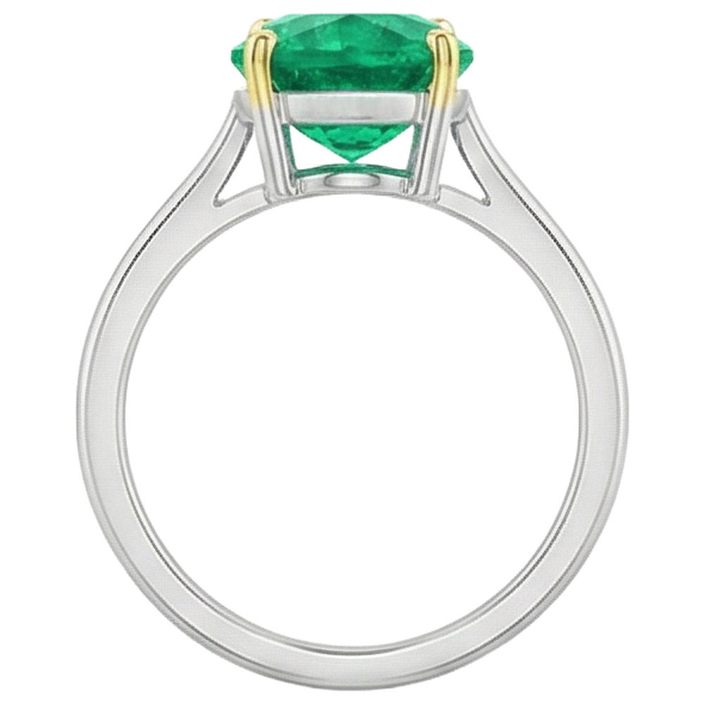 Taglio a Pera Smeraldo Colombiano anello in Oro 14 Carati Bicolore – vista dall'alto