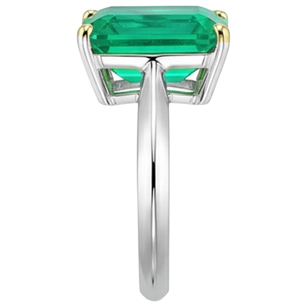 Anello Pietra Colorata Oro 14 Carati Bicolore con Smeraldo – vista profilo