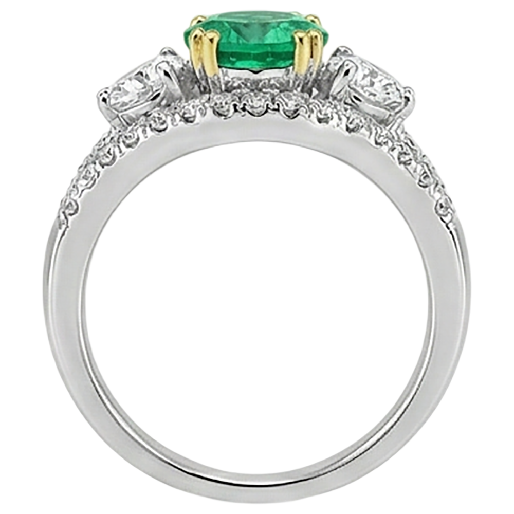 Smeraldo Colombiano Anello con Pietra Preziosa 2,50-carati Oro Due Toni 14K – vista profilo