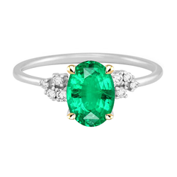 Anello con Pietra Preziosa Oro Due Toni 14K con Smeraldo – 3,50