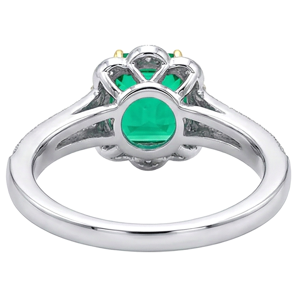 Smeraldo Fine Anello con Pietra Preziosa 3,50-carati Oro Due Toni 14K – vista dall'alto