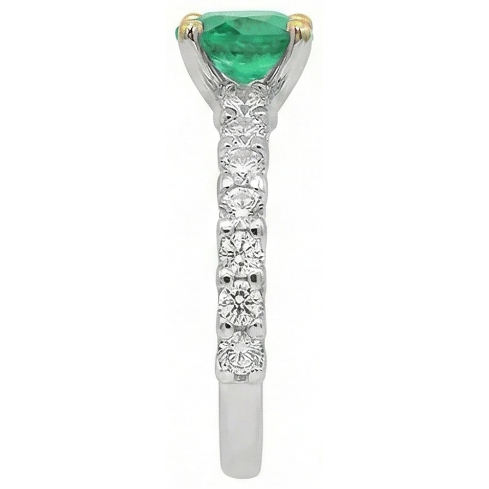 Anello Pietra Colorata Oro Due Toni 14K con Smeraldo Colombiano – vista profilo