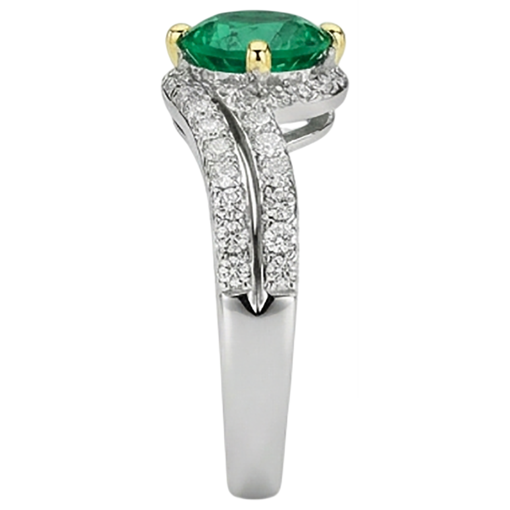 Anello con Gemma Oro 14 Carati Bicolore con Smeraldo Fine – vista dall'alto