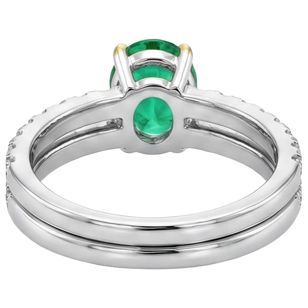 Smeraldo Colombiano Anello con Pietra Preziosa 2,50 carati Oro Due Toni 14K – vista posteriore